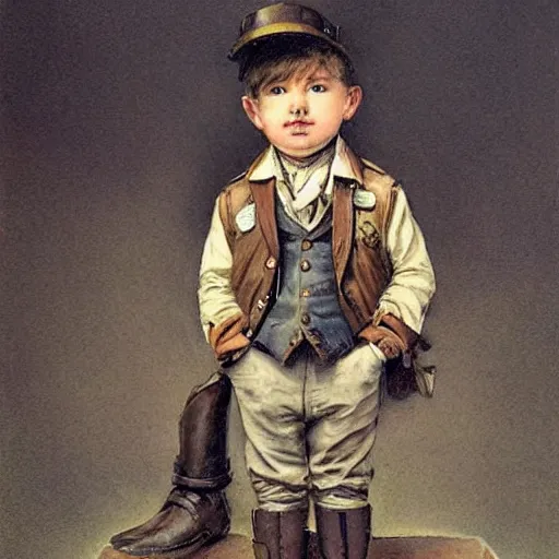 Image similar to (((((portrait of boy dressed as steampunk explorer detective . muted colors.))))) by Jean-Baptiste Monge !!!!!!!!!!!!!!!!!!!!!!!!!!!