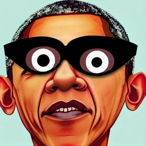 Image similar to obama with googly eyes, art