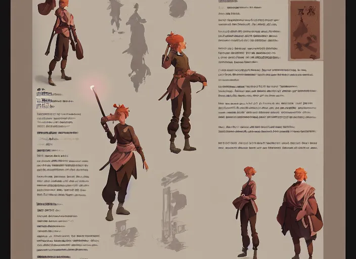 Image similar to character sheet for a ginger woman, for genshin impact by greg rutkowski, james gilleard, atey ghailan, makoto shinkai, goro fujita, studio ghibli, rim light, exquisite lighting, clear focus, very coherent, plain background, soft painting by huang guangjian and gil elvgren and sachin teng