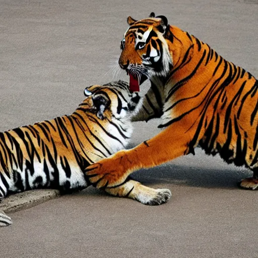 Image similar to man throws a tiger