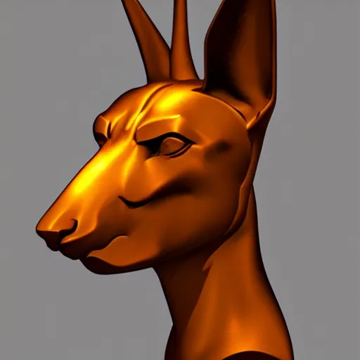 Image similar to anubis head, highly detailed, digital sculpture, colored