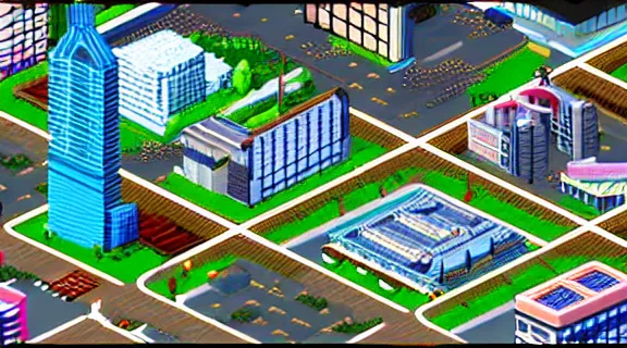 Prompt: Tokyo City in SimCity2000 style, isometric perspective, highly detailed, pixelart, retro, maxis