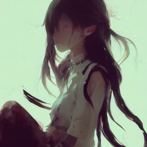 Prompt: a cute girl with long hair crying, cinematic lighting, dramatic atmosphere, artwork by dustin nguyen, akihiko yoshida, greg tocchini, greg rutkowski, cliff chiang, 4 k resolution, trending on artstation