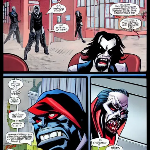Prompt: Morbius from Marvel robbing a bank