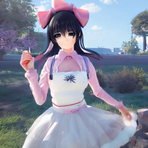 Image similar to pretty, hot, conventionally attractive anime maid, hyperrealistic, unreal engine 4