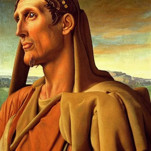 Image similar to Jerma985 in Ancient Rome, detailed, highly detailed, heroic, epic, complex, very detailed, realistic, HD quality, 8k resolution, body and headshot, Oil Painting, Italian Renaissance Painting of Jerma985, Italian Renaissance Painting Style, Renaissance Painting Style, Painting, Trending on Artstation