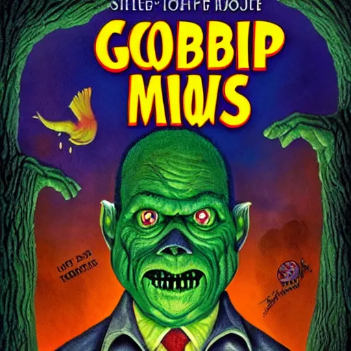 Image similar to goosebumps book cover, tim jacobus art, my dad is a monster