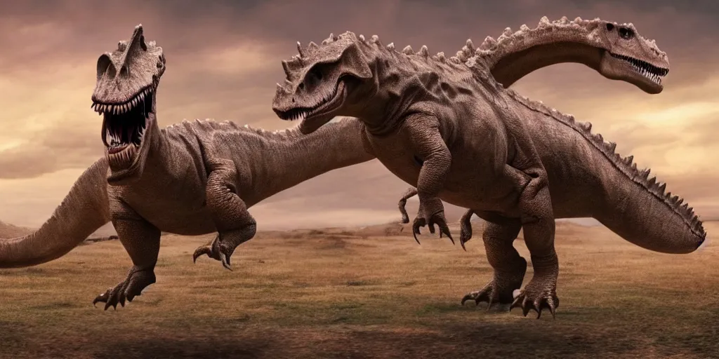 Image similar to mirtha legrand riding a dinosaur, cinematic, 4 k, movie