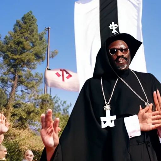 Image similar to black pope in a lgbt robe performing a nazi salute, colorized