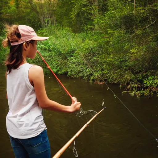 Image similar to young cute girl fishing, photography