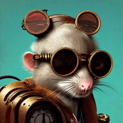 Image similar to a rat with steampunk googles, by filip hodas
