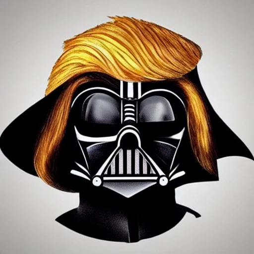 Image similar to a mixture of Donald Trump and Darth Vader. Artistic.