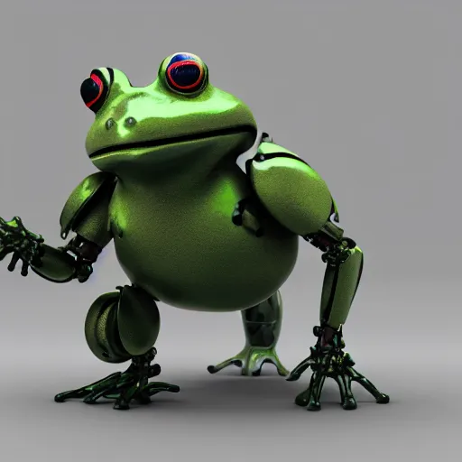 Image similar to a mecha frog, octane render, 3D