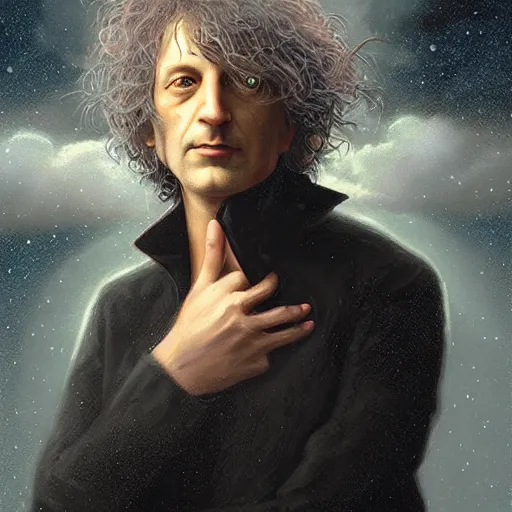 Prompt: a portrait of neil gaiman's morpheus in a scenic environment, by tom bagshaw