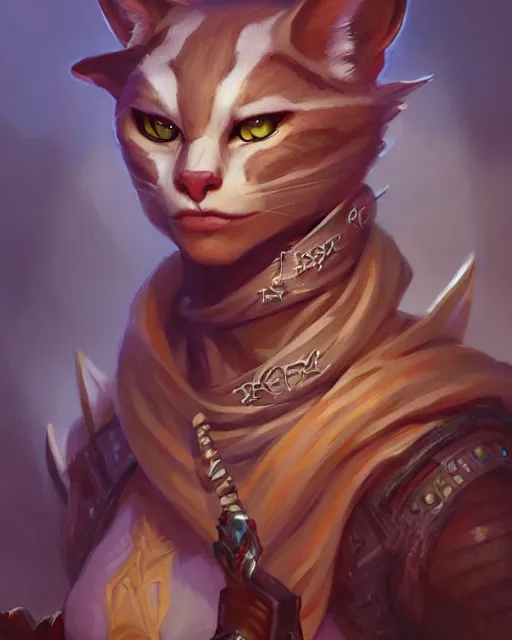 Image similar to Tabaxi :: Rogue, pretty, beautiful, DnD character art portrait, matte fantasy painting, DeviantArt Artstation, by Jason Felix by Steve Argyle by Tyler Jacobson by Peter Mohrbacher, cinematic lighting