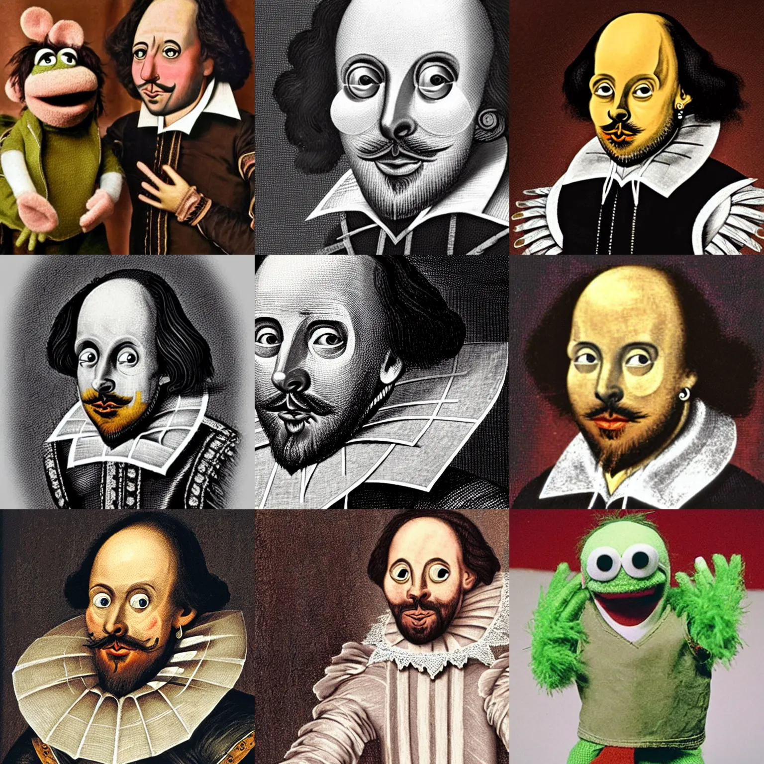 Prompt: william shakespeare crying, as a muppet