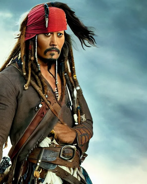 Image similar to Film still close-up shot of Dwayne Johnson as Captain Jack Sparrow from the movie Pirates of the Caribbean. Dwayne The Rock Johnson Photographic, photography