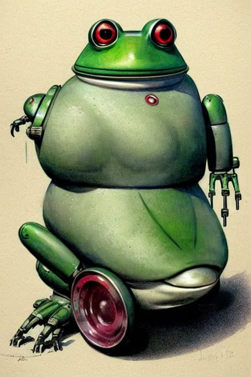 Image similar to ( ( ( ( ( 1 9 5 0 s retro future android robot fat robot frog wagon. muted colors., ) ) ) ) ) by jean - baptiste monge,!!!!!!!!!!!!!!!!!!!!!!!!!