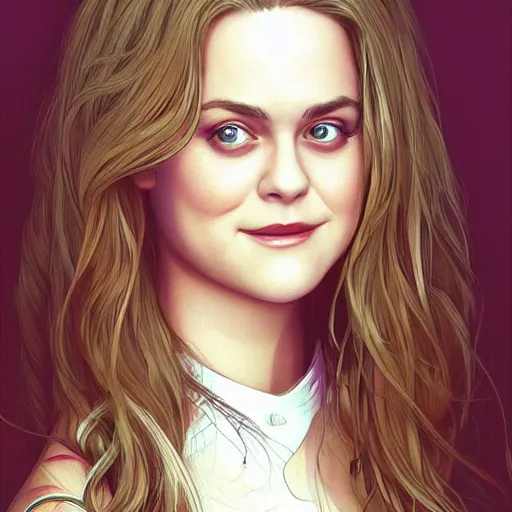 Prompt: a beautiful scenic painting of a beautiful young woman that looks like alicia silverstone by artgerm and wlop and wes anderson and spike jonze