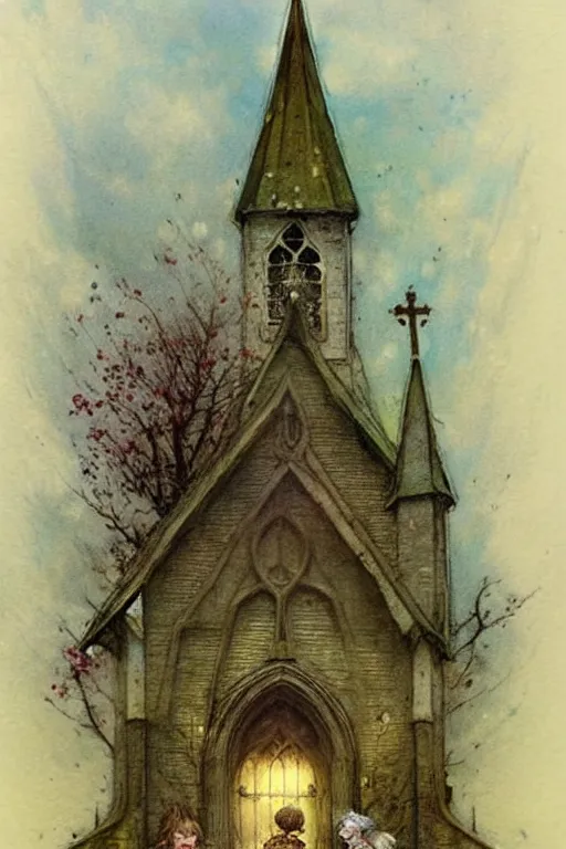 Image similar to (((((1950s fairy tale church . muted colors.))))) by Jean-Baptiste Monge !!!!!!!!!!!!!!!!!!!!!!!!!!!