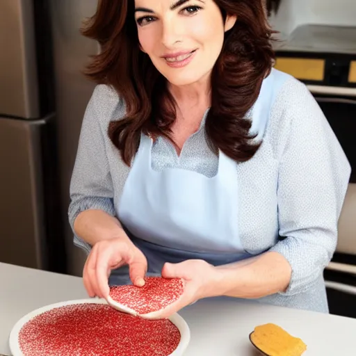 Image similar to nigella lawson diving into cake mix