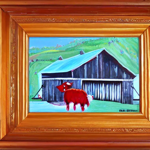 Prompt: barnyard, acrylic painting