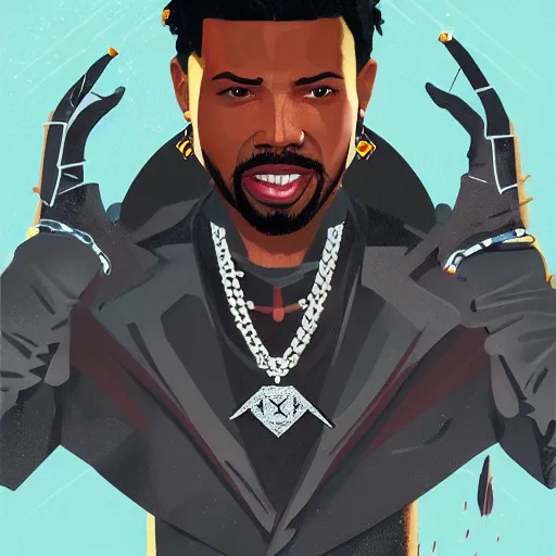 Image similar to a matte painting of killmonger, dripped out, diamonds, diamond chain, stylish, diamond grill by sachin teng