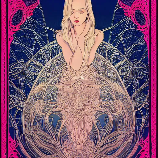 Image similar to a portrait of an incredibly beautiful, graceful, elegant, and sophisticated young blonde girl made of garlic, an ultrafine detailed illustration by james jean, intricate linework, bright colors, final fantasy, behance contest winner, vanitas, angular, altermodern, unreal engine 5 highly rendered, global illumination, radiant light, detailed and intricate environment