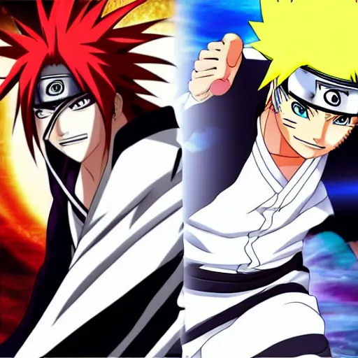 Image similar to Bleach x Naruto crossover character, anime, very very trending, HD Postured Character Art