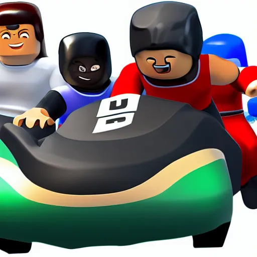 Image similar to photograph of a group of roblox avatars bobsledding in the olympics