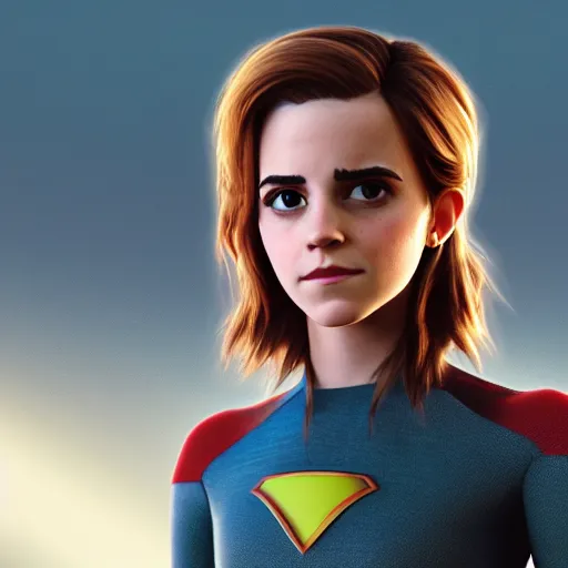 Image similar to textured emma watson as a pixar character cgsociety octane render unreal engine redshift render trending on artstation trending on artstation render blender behance cg superhero