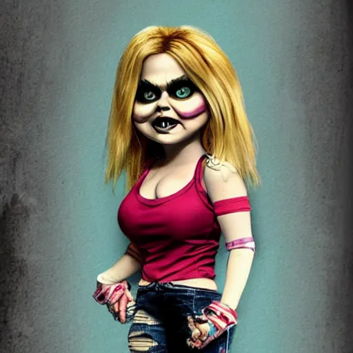 Prompt: Bride of Chucky, full body, ilustration, photo realistic
