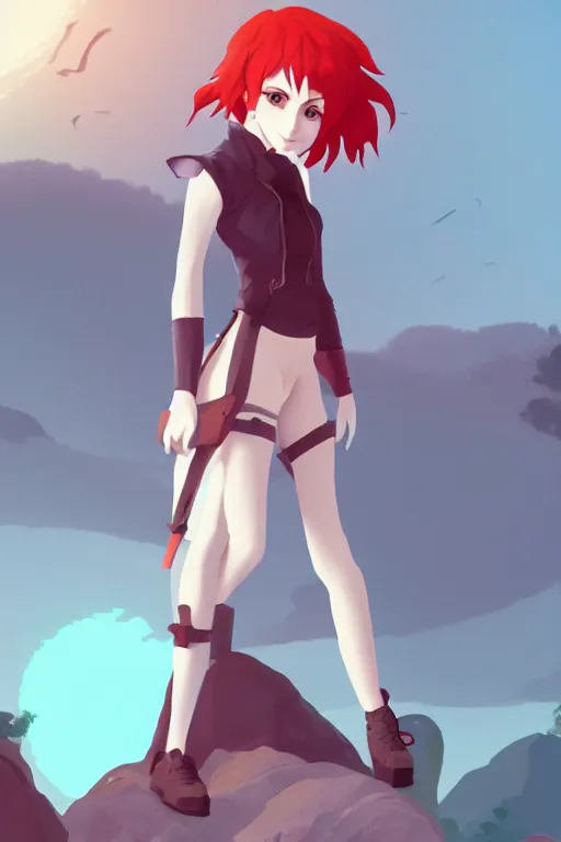 Prompt: wolf fursona, a full body portrait of a the sellsword marissa bell, short red hair, fantasy, makoto shinkai, james gilleard, very detailed, matte, gaussian blur