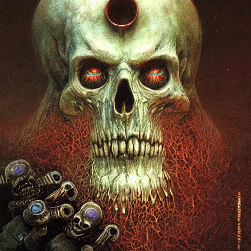 Prompt: warhammer 40k occult necromancer by Beksinski, high detail hyperrealistic