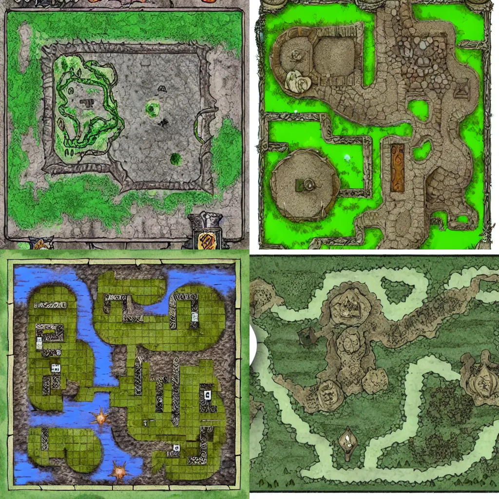Prompt: d & d battle map, swamp fortress
