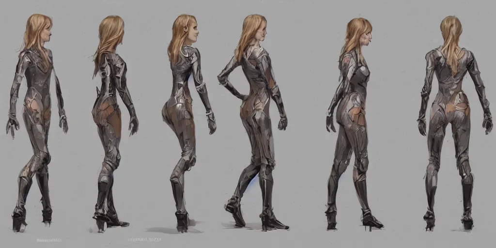 Image similar to halston sage running down a dream, walking cycle, character sheet, fine details, concept design, contrast, kim jung gi, greg rutkowski, trending on artstation, 8 k, full body, turnaround, front view, back view, ultra wide angle