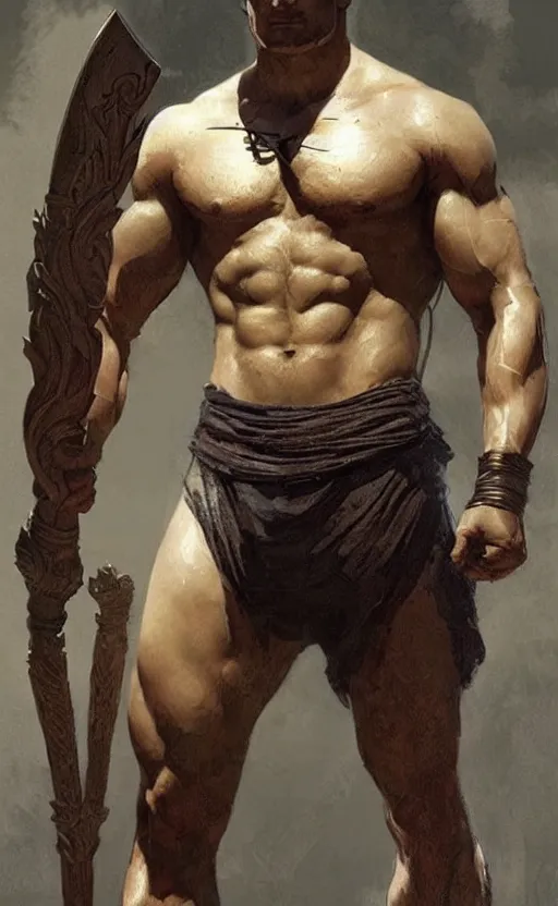 Image similar to Henry Cavill as a Greek god, gorgeous, amazing, muscular, intricate, highly detailed, digital painting, artstation, thighs!!!, concept art, sharp focus, illustration, art by greg rutkowski and alphonse mucha