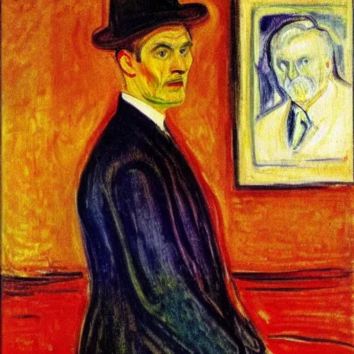 Image similar to Portrait of Edvard Munch by Edvard Munch, oil painting, masterpiece