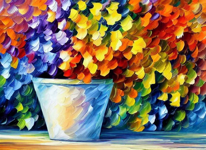 Image similar to A flowerpot designed by Leonid Afremov