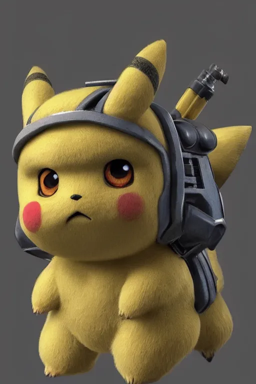 Image similar to portrait of pikachu in starcraft terran marine power armor, concept art by wayne reynolds, high quality 3 d render hyperrealist very cute muted color fluffy! highly detailed, vray smooth, soft indoor light, low angle, uhd 8 k, sharp focus