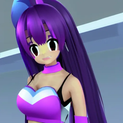 Image similar to Ariana Grande as a MMD model, 3D, style of Hatuke Miku model, Vocaloid, colorful