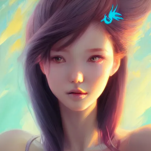 Image similar to Bella ragazza, bubblegum, visualartzi, korean, and blue image, Stanley Artgerm Lau, WLOP, Rossdraws, James Jean, Andrei Riabovitchev, Marc Simonetti, Yoshitaka Amano, digital art, artstation