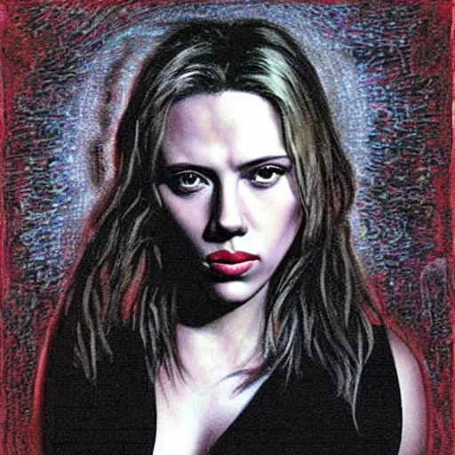Image similar to “Scarlett Johansson portrait, H. R. Giger”