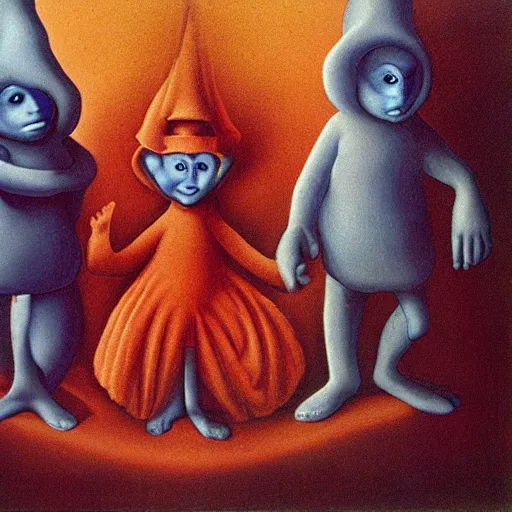 Prompt: the Smurfs by Remedios Varo