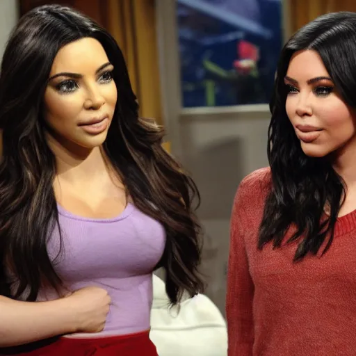 Image similar to Icarly with kim kardashian as Carly, 8k full HD photo, cinematic lighting, anatomically correct, oscar award winning, action filled, correct eye placement,