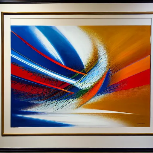 Image similar to abstract art representing momentum, oil painting by john berkey and gabriel dawe, masterwork