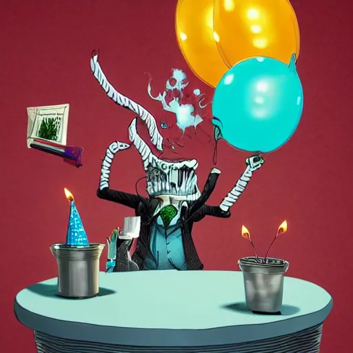 Image similar to man lawyer eating a birthday inside of a courtroom by alex pardee and nekro and petros afshar, unstirred paint, vivid color, cgsociety 4 k