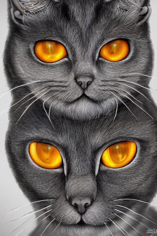Prompt: an amber eyed cat, symmetrical, highly detailed, digital art, sharp focus, trending on art station