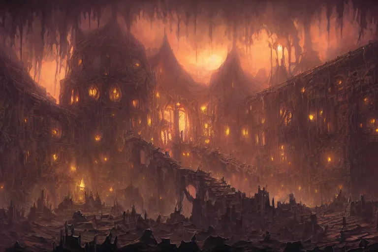 Prompt: Planescape Torment, the smoldering corpse bar, by andreas rocha