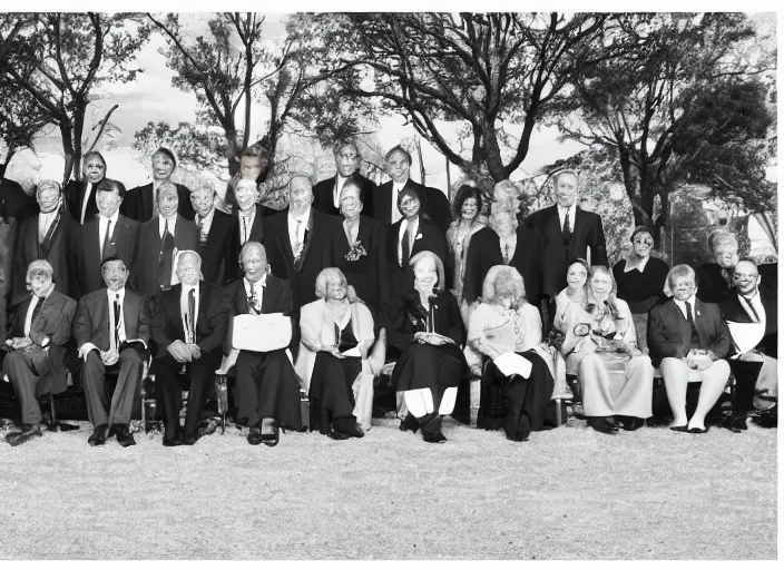 Prompt: Photo of the O5 Council, black and white photograph, archived files, award winning photography, 4KHD